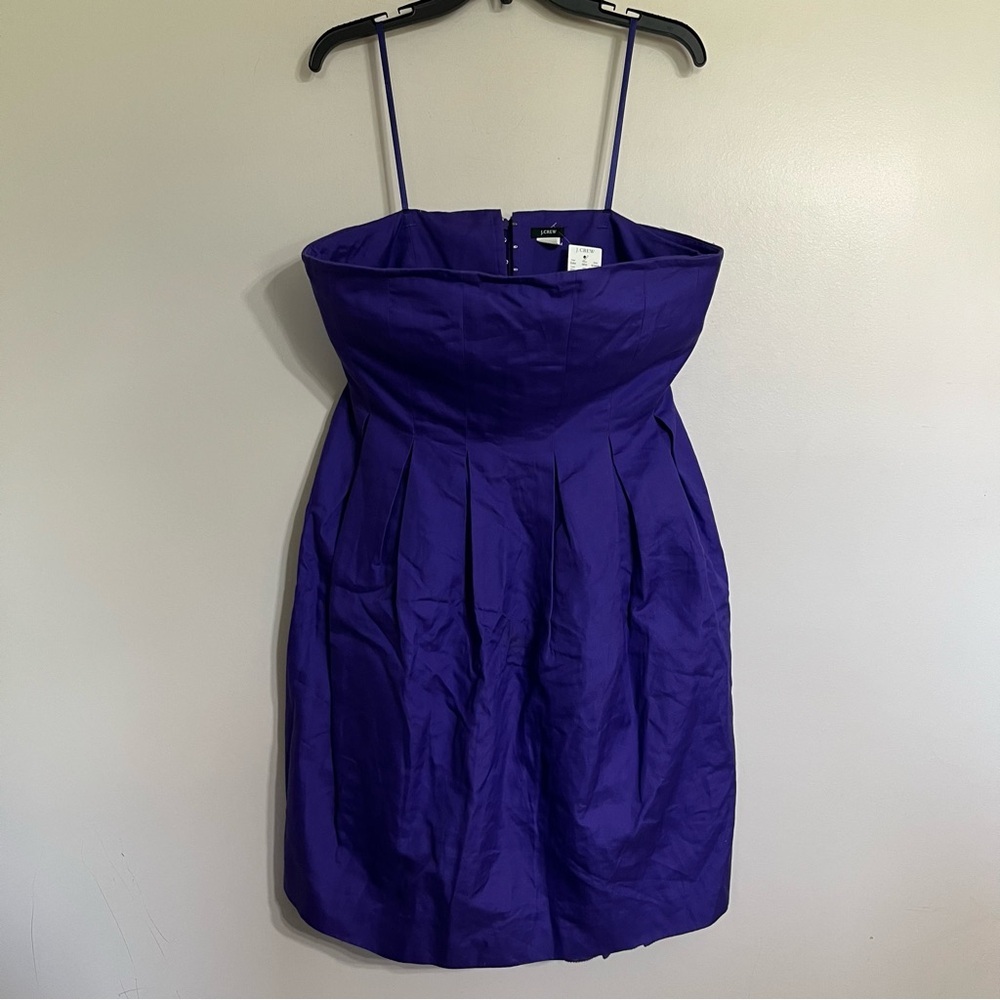J.Crew Purple Cotton Pleated‎ Strappy Cocktail Dress 93488 Size 14 NWT